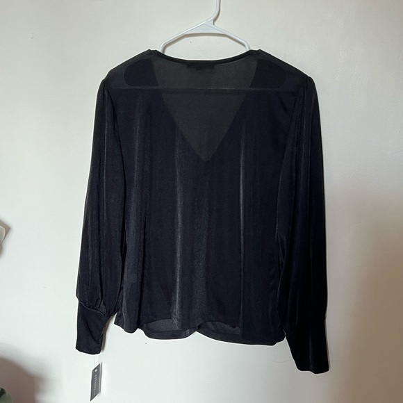 NWT Studio JPR V-Neck Ruched Long Sleeve Blouse Black L - Picture 4 of 5